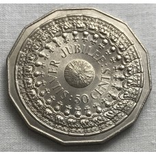 AUSTRALIA 1977 . FIFTY 50 CENTS COIN . SILVER JUBILEE